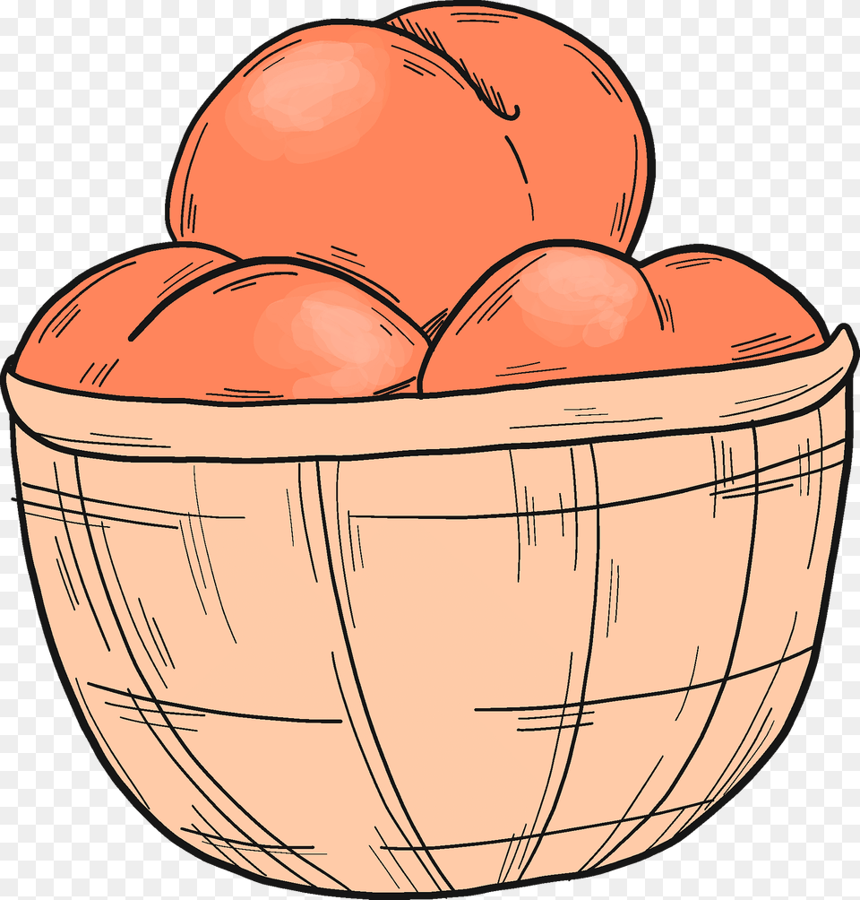 Peaches In A Bowl Clipart, Basket, Food, Fruit, Plant Png Image