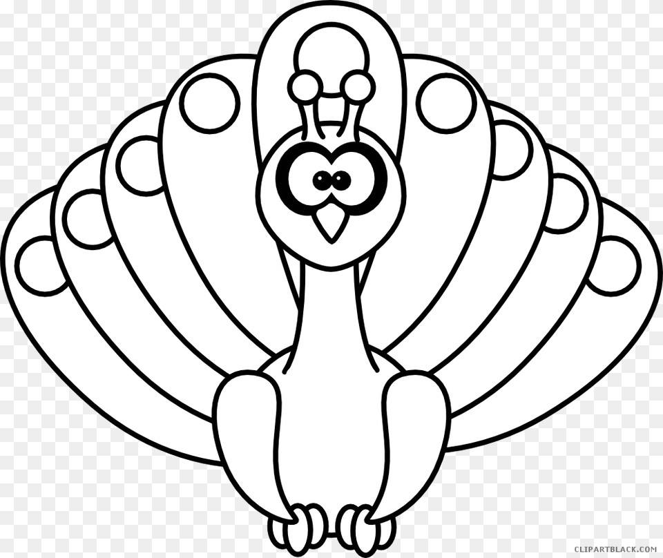Peacock Black And White Outline, Animal, Invertebrate, Sea Life, Seashell Free Png Download