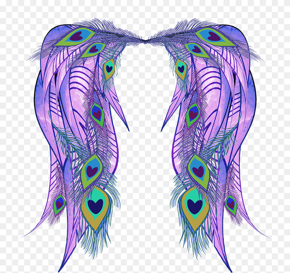 Peacock Feather Angel Wings, Pattern, Accessories, Purple, Animal Free Transparent Png