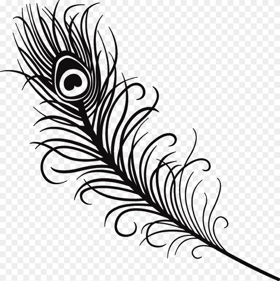 Peacock Feather Clipart Black And White, Art, Floral Design, Graphics, Pattern Png Image