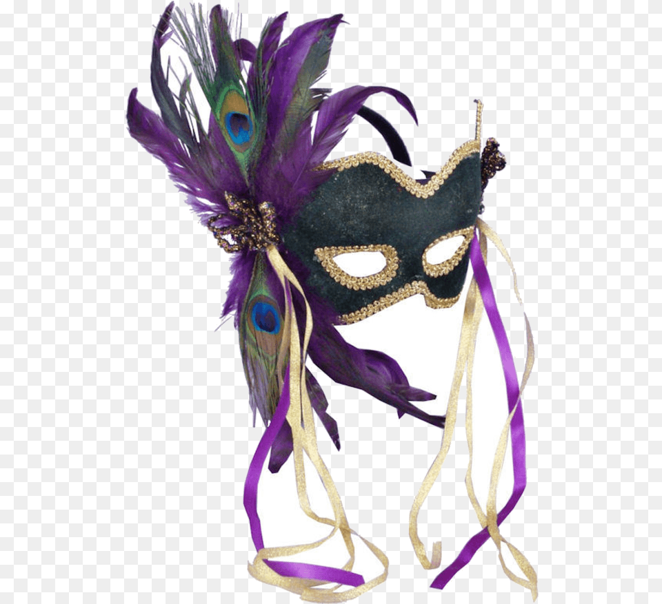Peacock Feathered Venetian Mask Mardi Gras Mask, Carnival, Crowd, Person, Mardi Gras Free Transparent Png