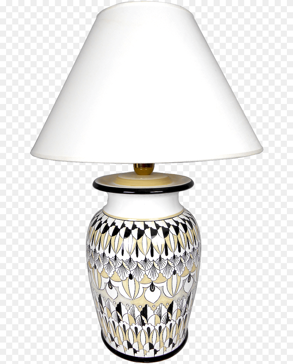 Peacock Feathers Black And White Lampshade, Lamp, Table Lamp Free Png Download