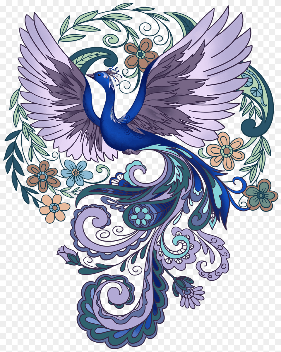Peacock In Flowers Clipart, Pattern, Art, Graphics Free Png