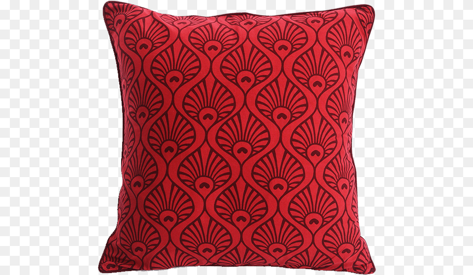 Peacock Wave Red Maroon Cushion Cover Medlarge Cushion, Home Decor, Pillow Free Png Download