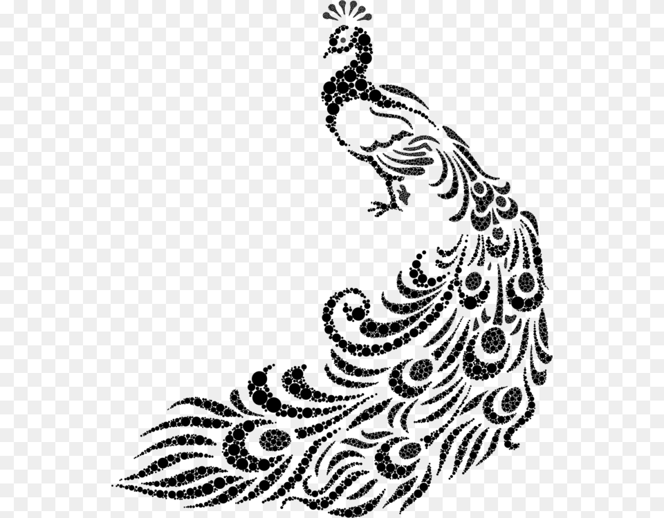 Peafowl Drawing Bird Feather Black And White, Gray Free Transparent Png