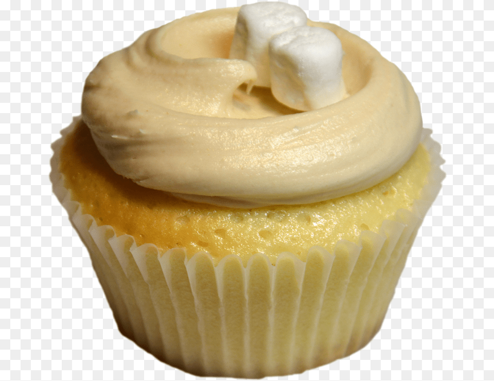 Peanut Butter On Vanilla Cupcake, Cake, Cream, Dessert, Food Png Image