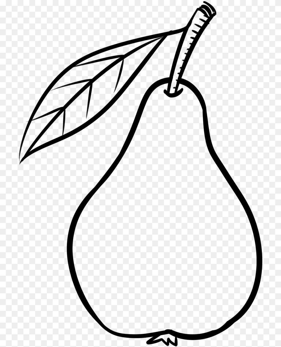 Pear Fruit Clip Art Black And White, Gray Png
