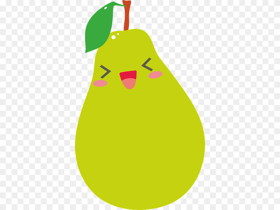Pear Green Fruit Cute Kawaii Sweet Happy Healthy Kawaii Pear Clipart, Food, Plant, Produce, Clothing Free Transparent Png
