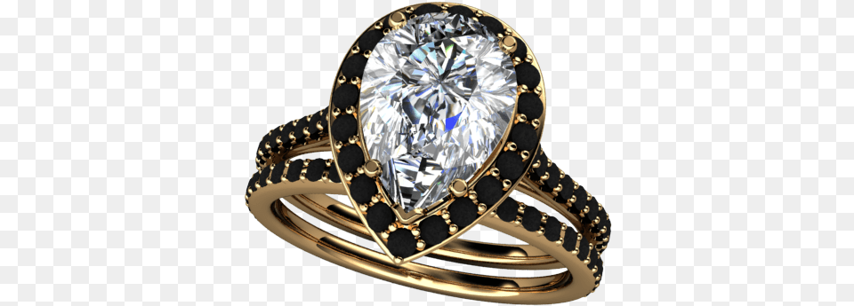 Pear Shape Engagement Ring In Yellow Gold With Black Pre Engagement Ring, Accessories, Diamond, Gemstone, Jewelry Free Transparent Png