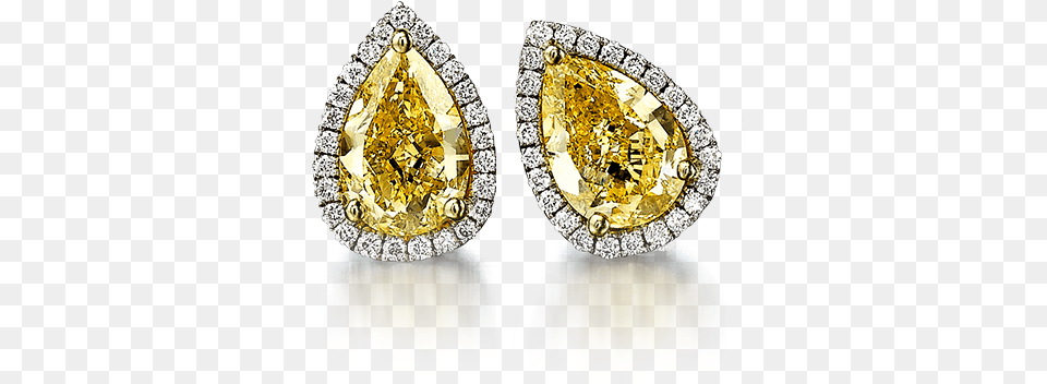 Pear Shape Fancy Yellow Earrings Pear Shaped Yellow Diamond Earrings, Accessories, Earring, Gemstone, Jewelry Png Image