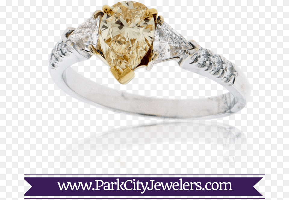 Pear Shaped Yellow Diamond And Diamond Ring Engagement Ring Colored Stone Gold, Accessories, Gemstone, Jewelry, Animal Free Png Download