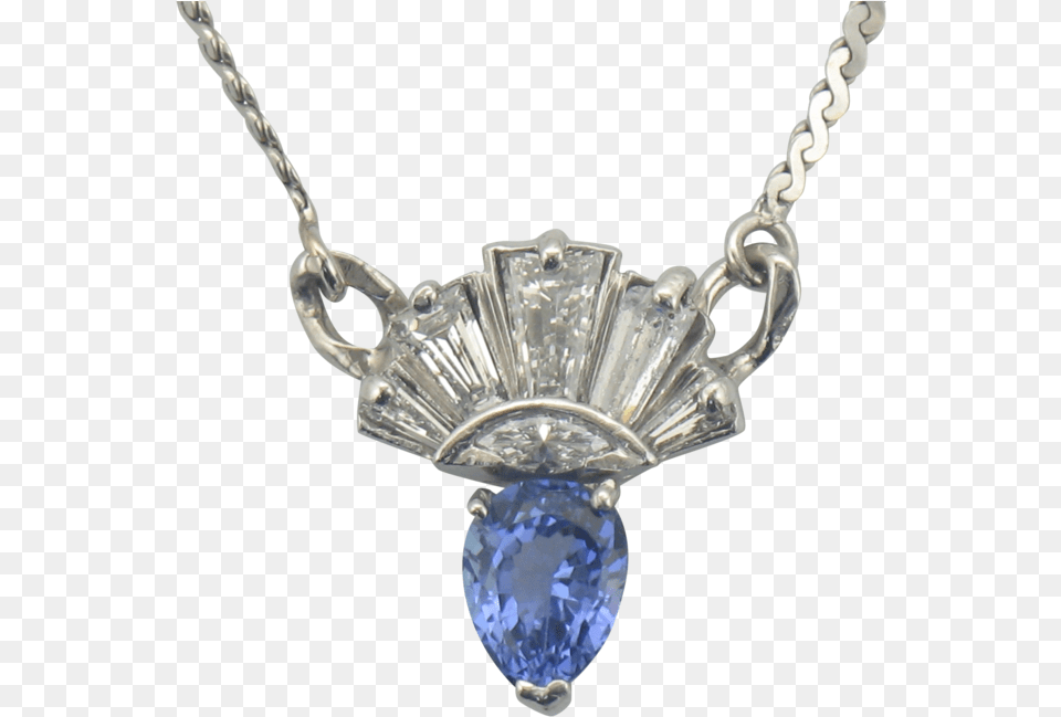 Pear Tanzanite Amp Baguette Diamond Necklace, Accessories, Gemstone, Jewelry Free Png