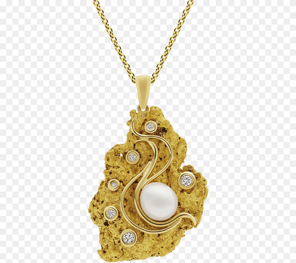 Pearl And Diamond Nugget Pendant Premium Jewellery U2013 The Locket, Accessories, Jewelry, Necklace, Gold Free Transparent Png