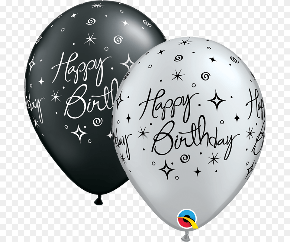Pearl Black Amp Silver Bday Elegant Sparkles Amp Swirls Silver And Black Balloon, Egg, Food Free Png