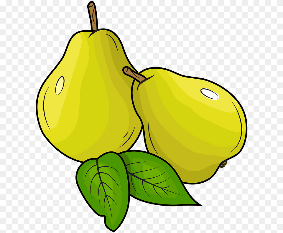 Pears With Leaves Clipart, Food, Fruit, Plant, Produce Png Image