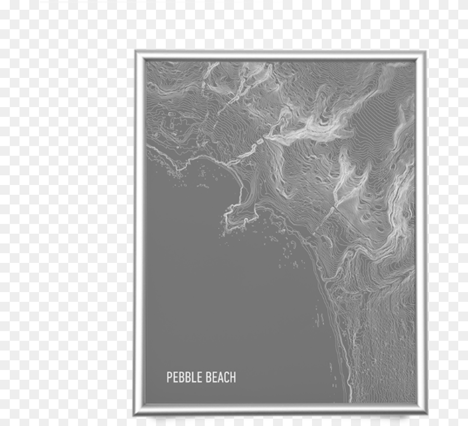 Pebble Beach Topo Gray Gicle Print Pebble Beach, Outdoors, Nature, Blackboard Png Image