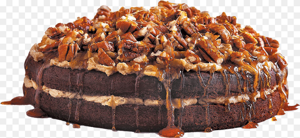 Pecan Nutty Caramel Chocolate Cake Chocolate Cake With Caramel, Vegetable, Seed, Produce, Plant Png Image