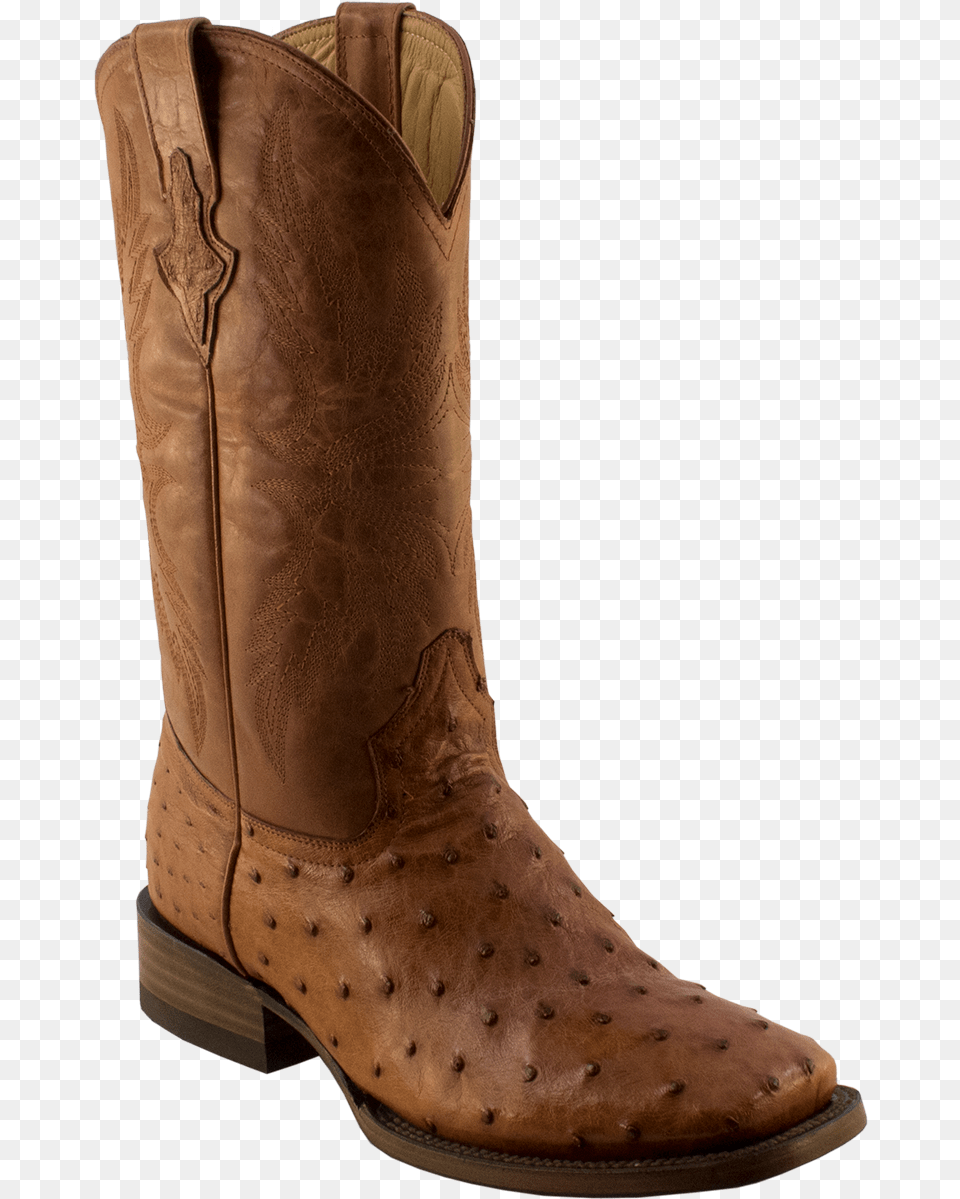 Pecos Bill Cognac Full Quill Square Toe Ostrich Boot Boot, Clothing, Footwear, Shoe, Cowboy Boot Png
