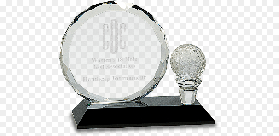 Pedestal Golf Crystal Ball Tee Engraved Crystal Glass Award 4 12 Inch Round Facet, Trophy Png Image