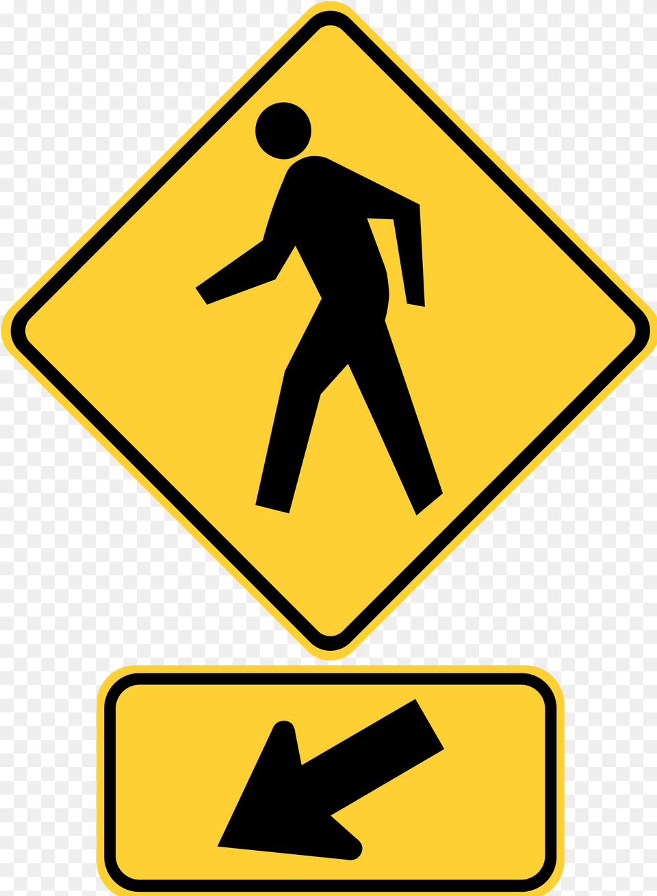 Pedestrian Crossing Ahead Sign Clipart Pedestrian Crossing Sign, Symbol, Road Sign, Adult, Male Free Png