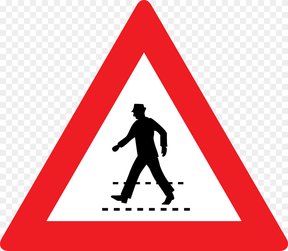 Pedestrian Crossing Ahead Sign In Austria Clipart, Symbol, Adult, Male, Man Png
