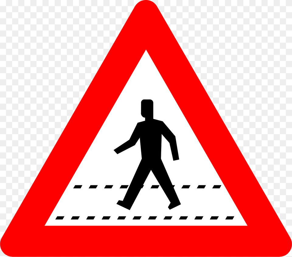 Pedestrian Crossing Ahead Sign In Belgium Clipart, Symbol, Adult, Male, Man Free Transparent Png