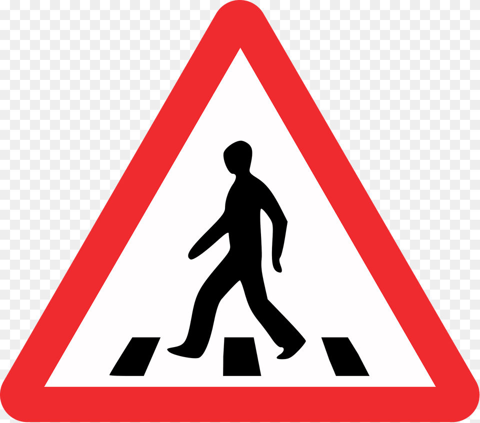 Pedestrian Crossing Ahead Sign In Estonia Clipart, Symbol, Adult, Male, Man Png Image
