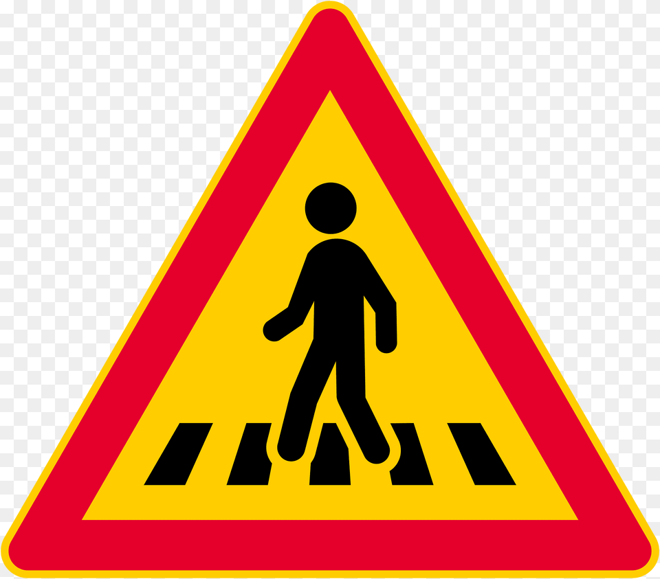 Pedestrian Crossing Ahead Sign In Finland Clipart, Symbol, Boy, Child, Male Free Png Download