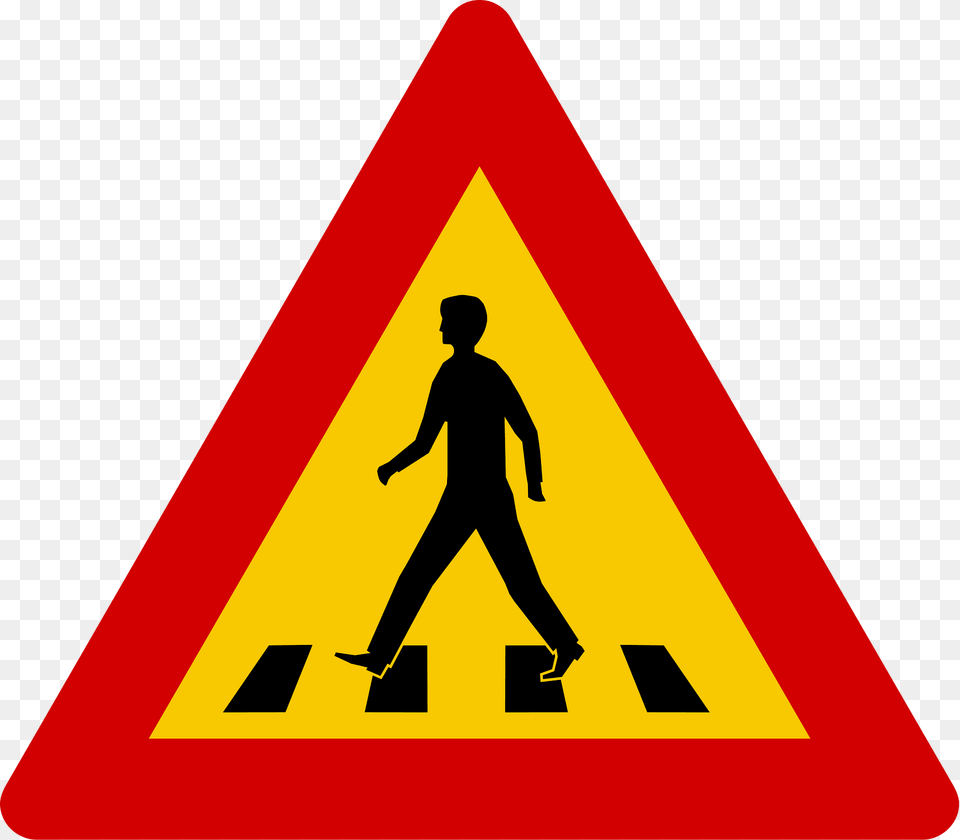 Pedestrian Crossing Ahead Sign In Iceland Clipart, Symbol, Adult, Male, Man Png Image