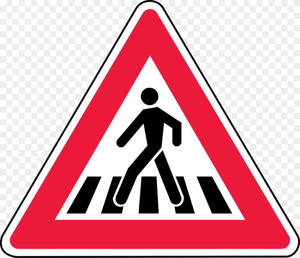 Pedestrian Crossing Ahead Sign In Latvia Clipart, Symbol, Road Sign, Person Free Png Download