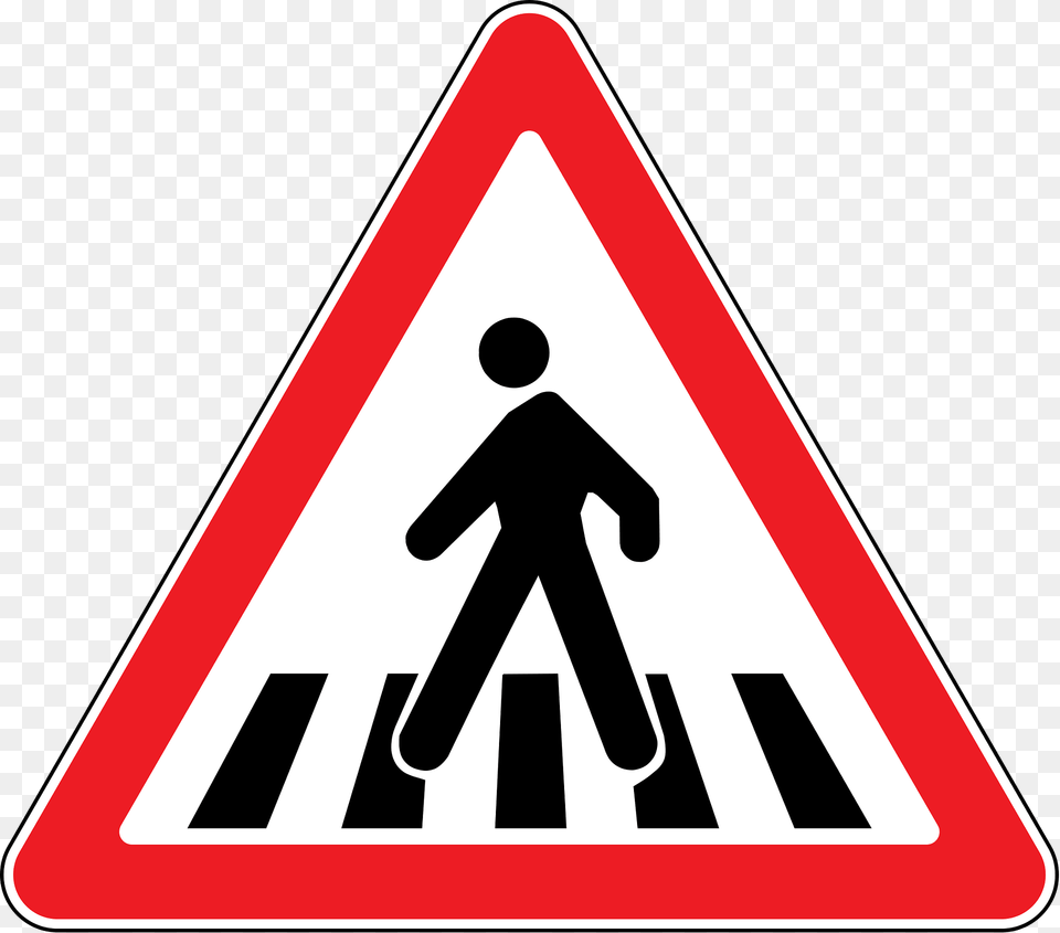 Pedestrian Crossing Ahead Sign In Moldova Clipart, Symbol, Road Sign Free Png Download