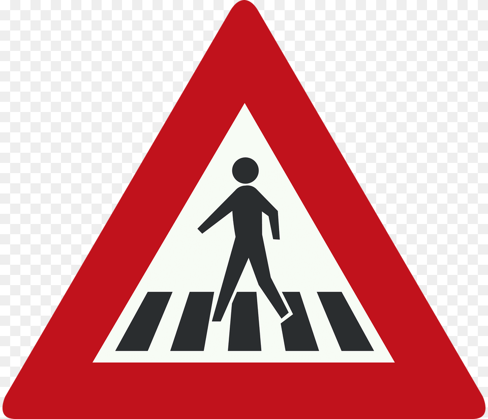 Pedestrian Crossing Ahead Sign In Netherlands Clipart, Road, Tarmac, Symbol, Adult Png Image