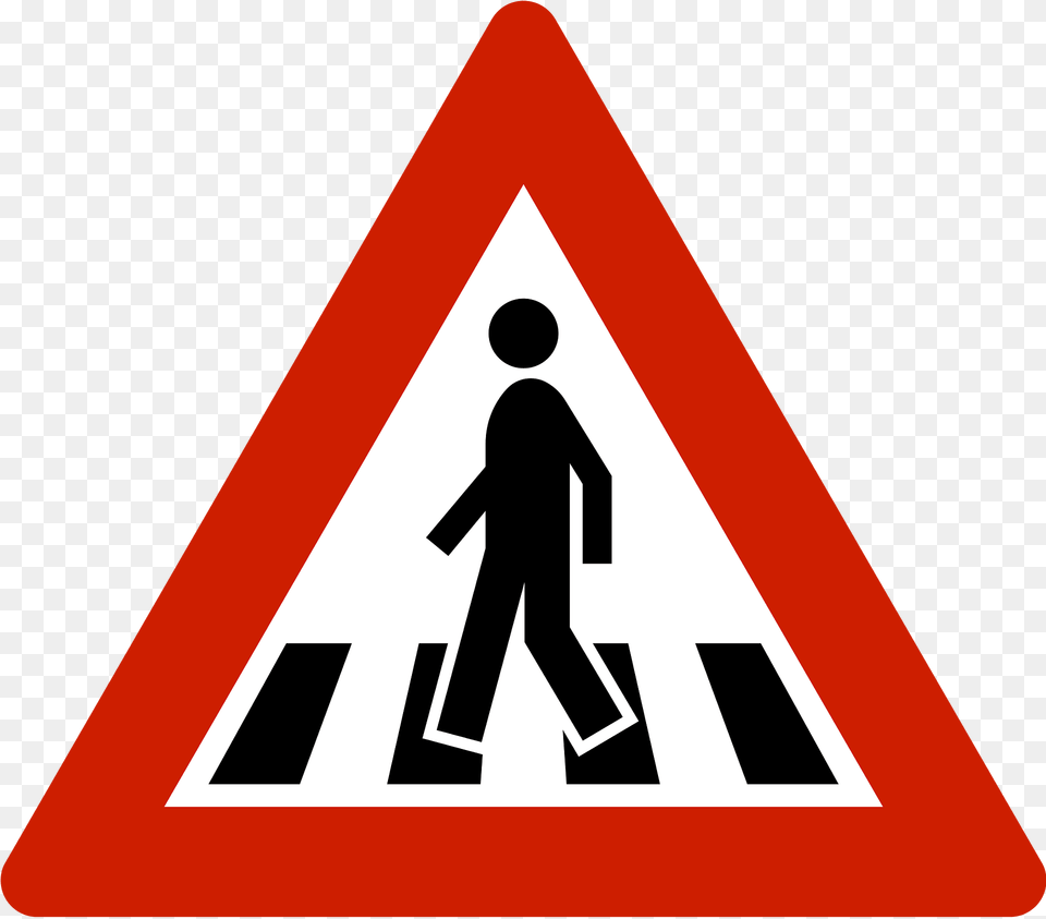 Pedestrian Crossing Ahead Sign In Norway Clipart, Symbol, Road Sign Png
