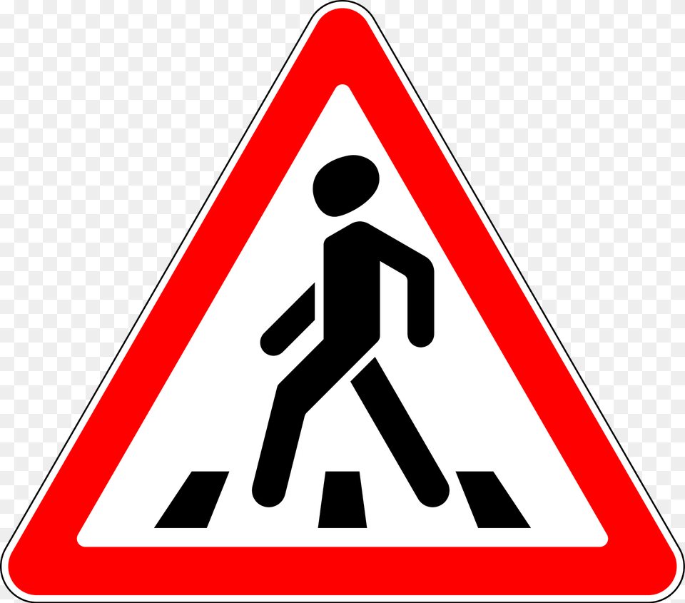 Pedestrian Crossing Ahead Sign In Russia Clipart, Symbol, Road Sign Free Transparent Png