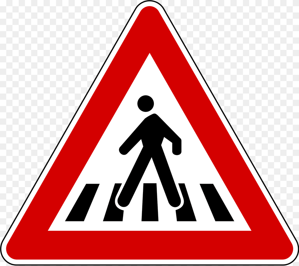 Pedestrian Crossing Ahead Sign In Slovenia Clipart, Symbol, Road Sign Free Png Download