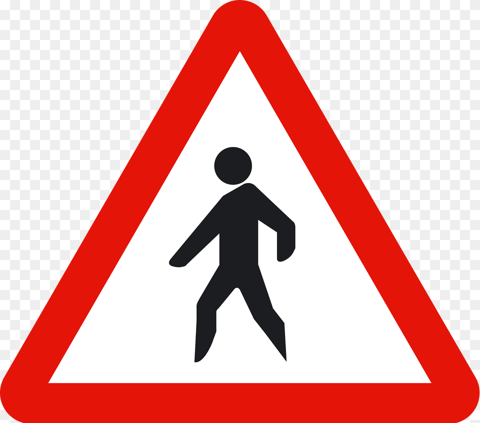 Pedestrian Crossing Ahead Sign In Spain Clipart, Symbol, Road Sign, Adult, Male Png