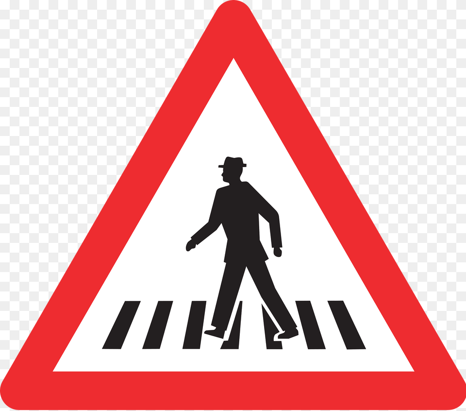 Pedestrian Crossing Ahead Sign In Switzerland Clipart, Road, Tarmac, Adult, Male Png Image