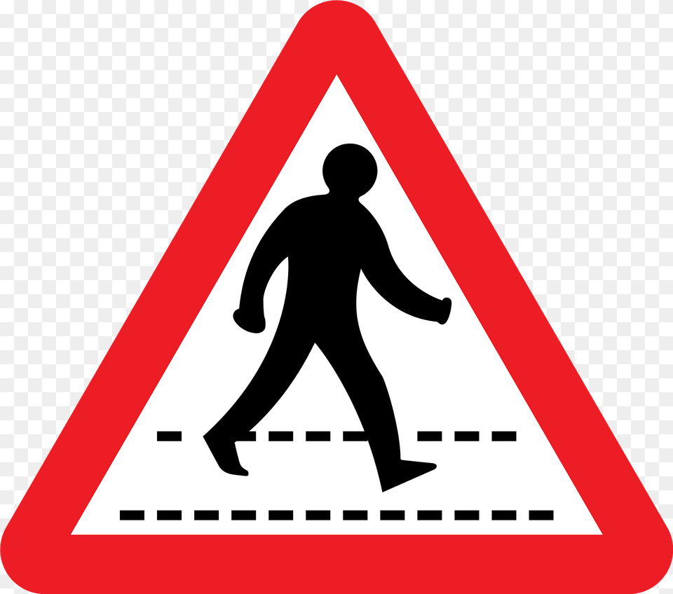 Pedestrian Crossing Ahead Sign In Uk Clipart, Symbol, Adult, Male, Man Free Png Download