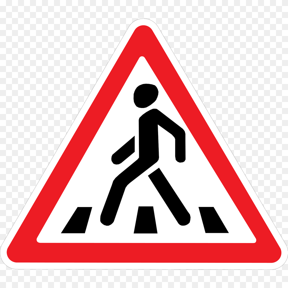 Pedestrian Crossing Ahead Sign In Ukraine Clipart, Symbol, Road Sign, Person Free Png