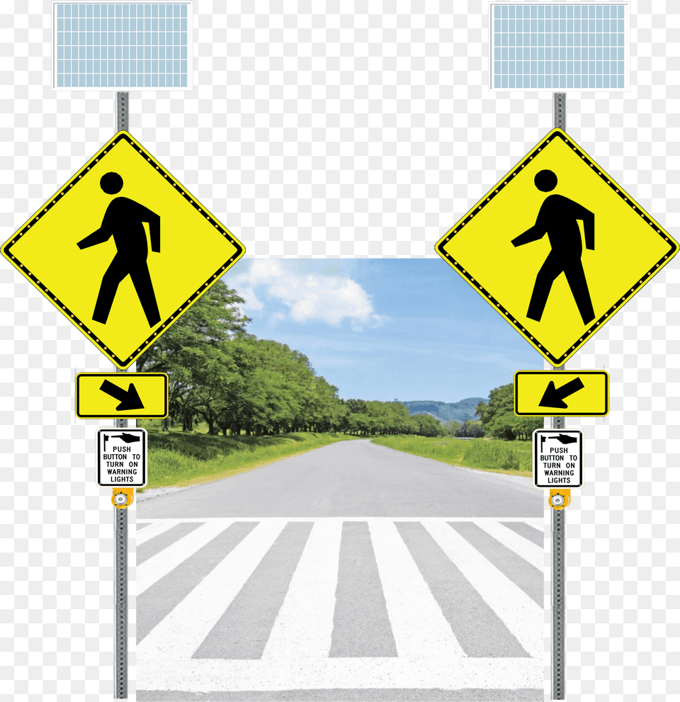 Pedestrian Crossing Sign, Tarmac, Road, Zebra Crossing, Adult Free Transparent Png