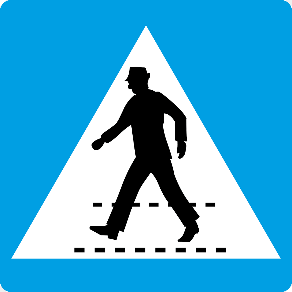 Pedestrian Crossing Sign In Austria Clipart, Triangle, Person, Man, Male Free Png Download