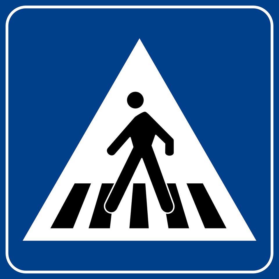 Pedestrian Crossing Sign In Italy Clipart, Symbol, Road, Tarmac, Road Sign Png Image
