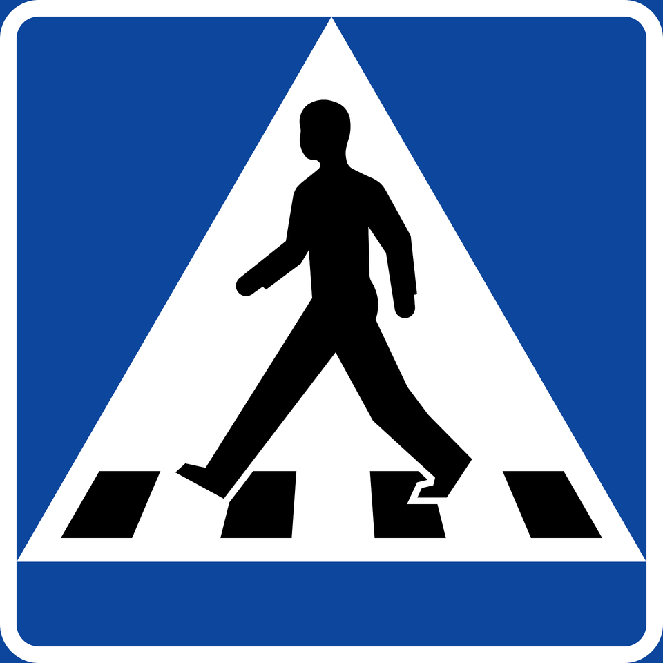 Pedestrian Crossing Sign In Sweden Clipart, Road, Tarmac, Adult, Male Free Png Download