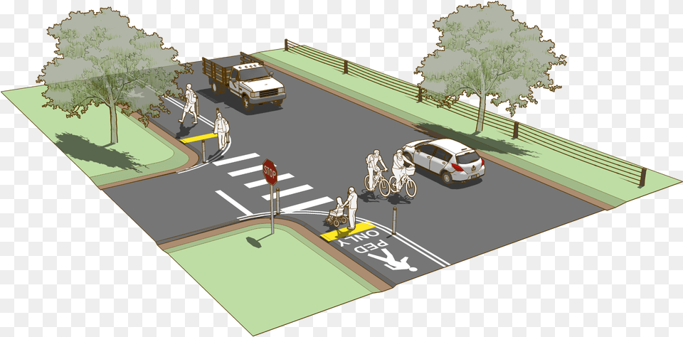 Pedestrian Walkway Design, Intersection, Tarmac, Road, Car Free Transparent Png
