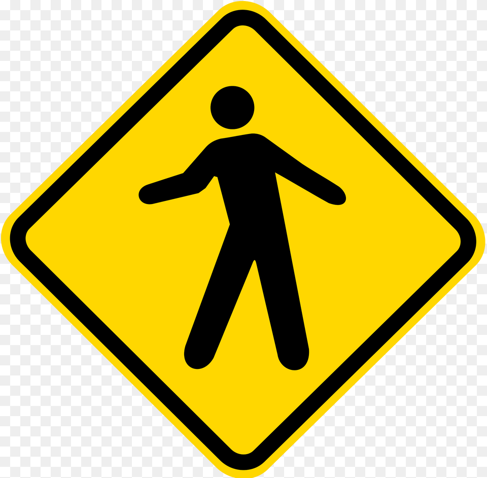 Pedestrians Crossing Ahead Sign In Brazil Clipart, Symbol, Road Sign, Person Png