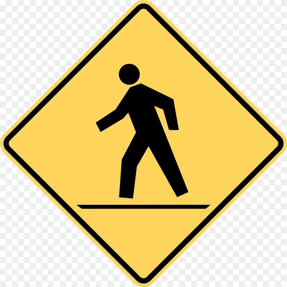 Pedestrians Crossing Ahead Sign In British Columbia Clipart, Symbol, Road Sign, Adult, Male Free Transparent Png