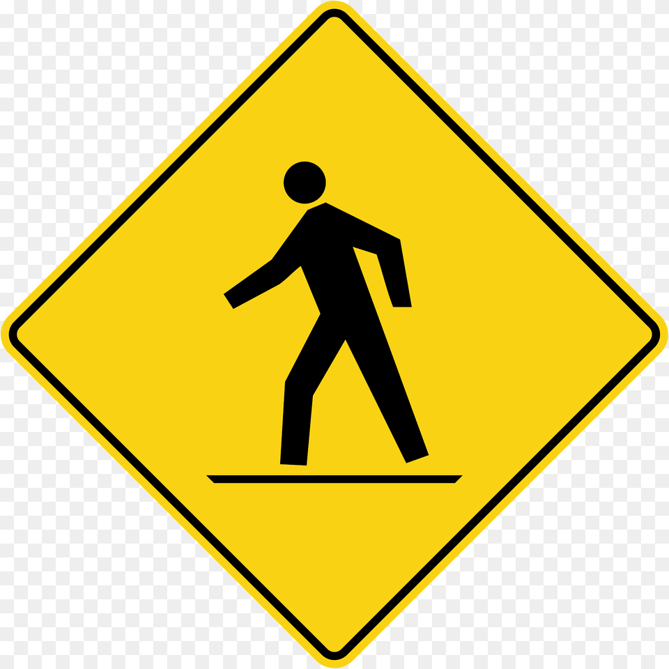 Pedestrians Crossing Ahead Sign In Canada Clipart, Symbol, Road Sign, Adult, Male Free Png Download