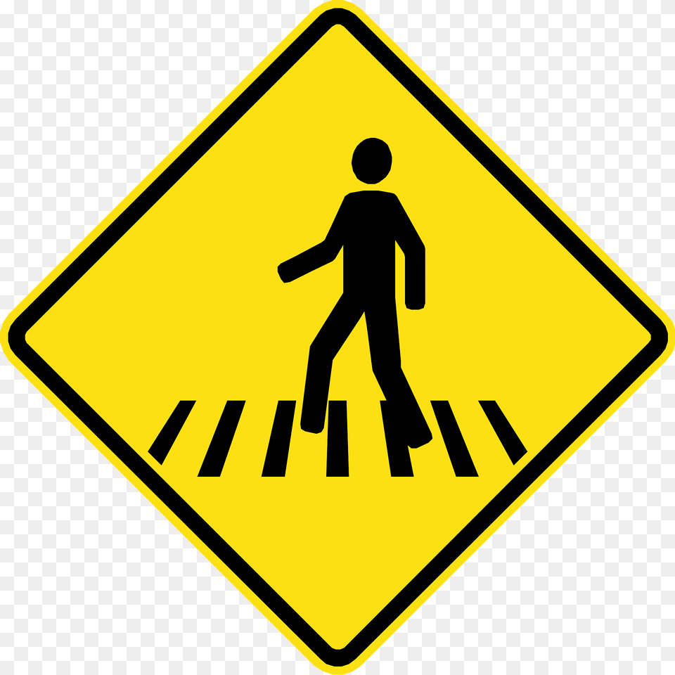 Pedestrians Crossing Ahead Sign In Chile Clipart, Symbol, Adult, Male, Man Free Transparent Png