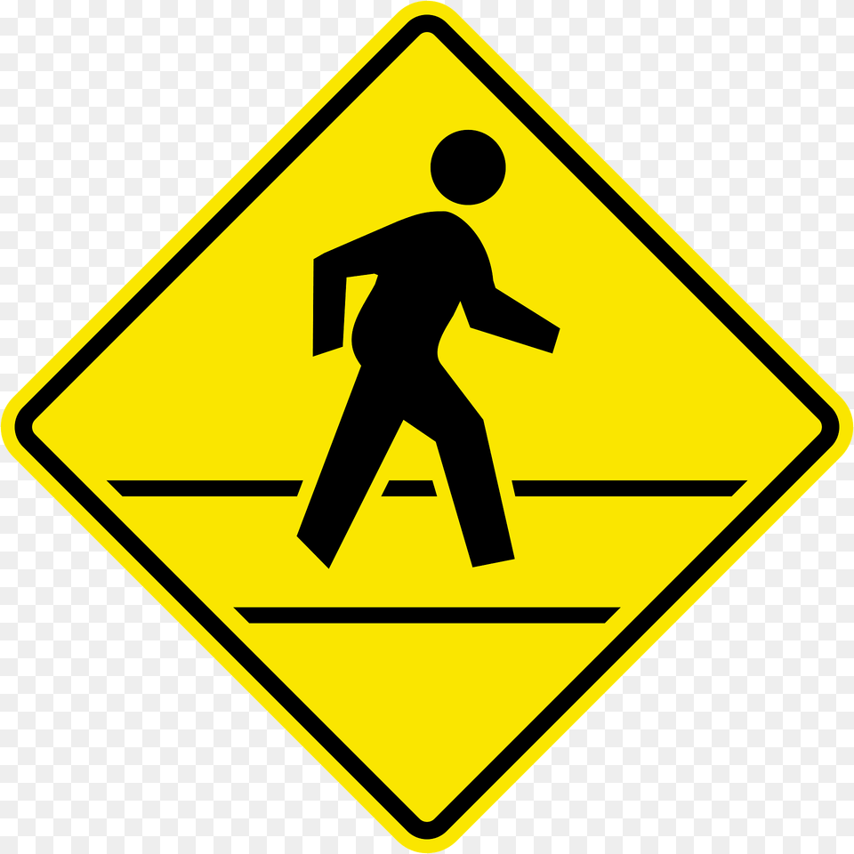 Pedestrians Crossing Ahead Sign In Jamaica Clipart, Symbol, Road Sign, Adult, Male Png
