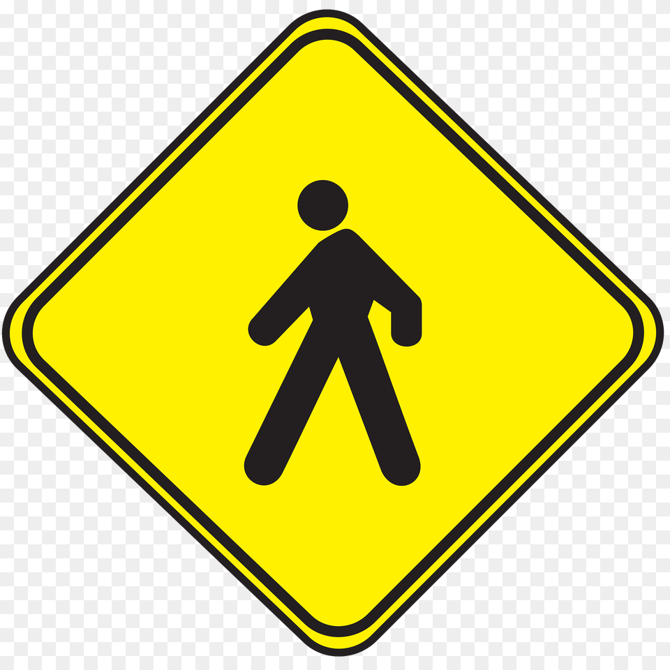 Pedestrians Crossing Ahead Sign In Uruguay Clipart, Symbol, Road Sign, Disk, Boy Png Image